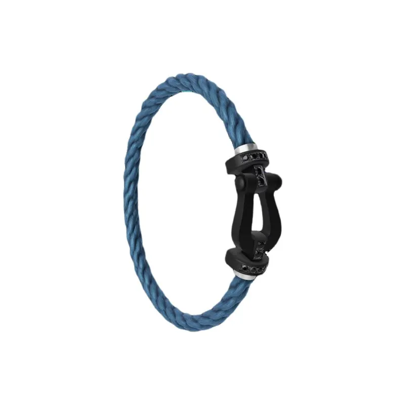 FRED Diamond Gold Stainless Steel Titanium Bracelets Men's Blue-2