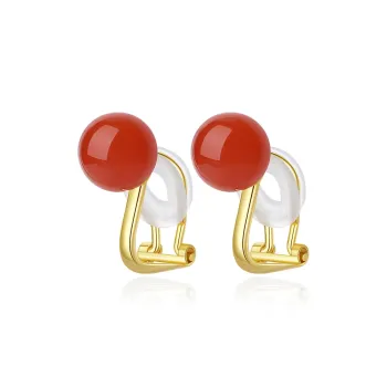 QIAOWUQIAONV Southern Red Agate Clip On Earrings Women's