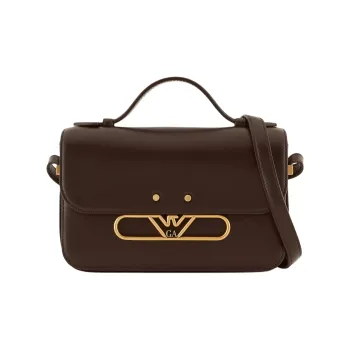 EMPORIO ARMANI Split Cow Leather With Transferred Grain One Shoulder Handbag Women's Brown