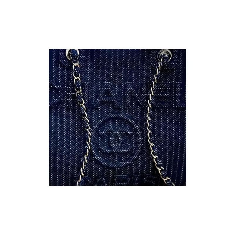 CHANEL Denim & Metal Tote Bag, Shopping Bag, Shoulder Bag, Handbag Women's Dark Blue-2