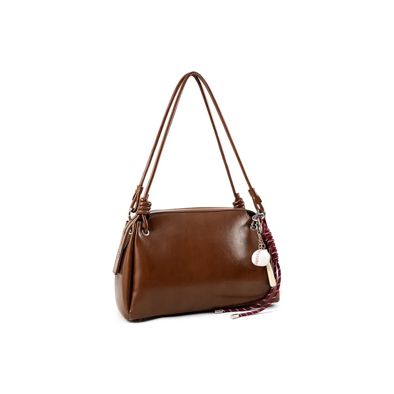 Vigno Synthetic Leather Shoulder Bag Regular Women's Coffee/Coconut Shell Brown/Black/Red-8