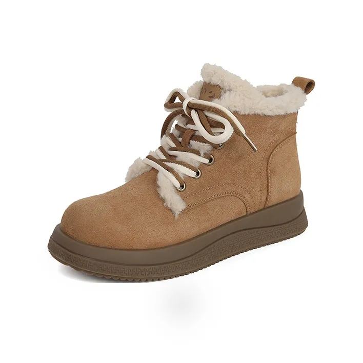 JOSINY Thermal Height Increasing Abrasion Resistant Slip Resistant Short Snow Boots Women's Camel-0