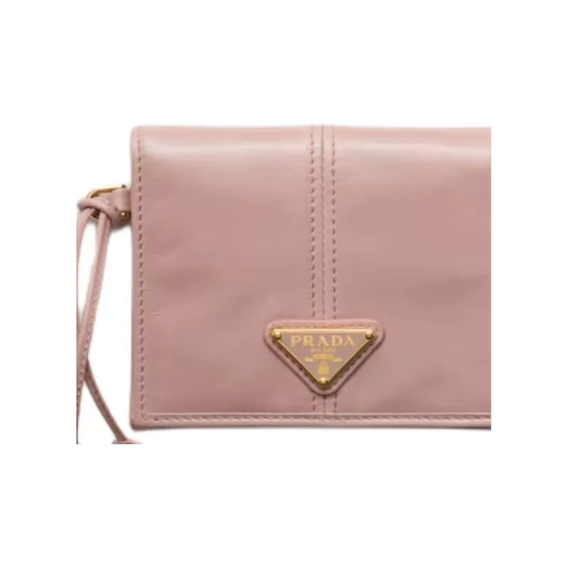 PRADA Leather Wallet Small Size Women's Rose Red-4