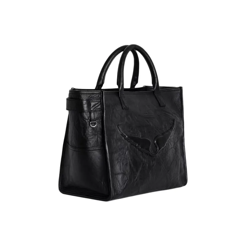 Zadig & Voltaire Cow Leather Tote Bag, Shopping Bag, Handbag Women's Black-1