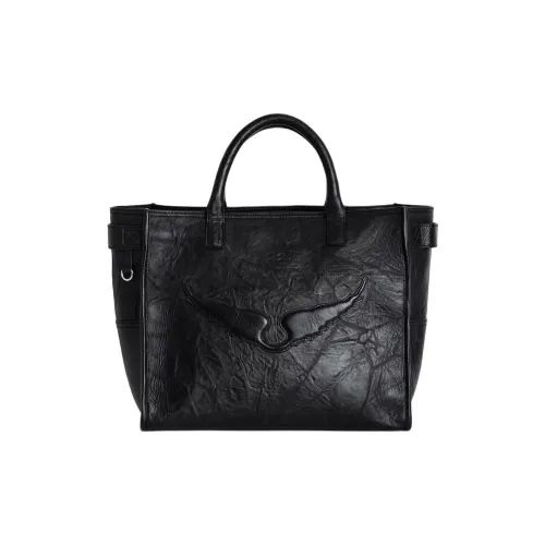 Zadig & Voltaire Cow Leather Tote Bag Shopping Bag Handbag Women's Black