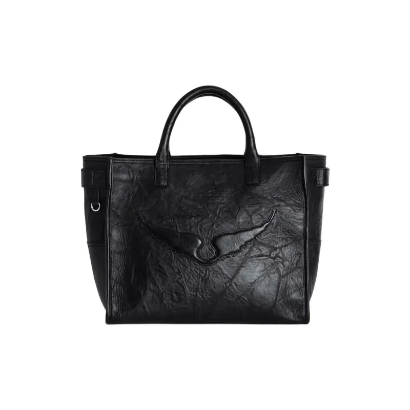 Zadig & Voltaire Cow Leather Tote Bag, Shopping Bag, Handbag Women's Black-0