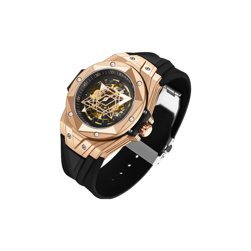 Sanda Automatic Mechanical Movement Silicone Strap Watch Men's Watches Black Dial-6