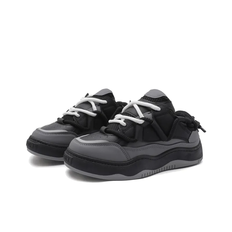 Mengsai Puffy Shoes Low Top Skateboard Shoes Men's Black-2