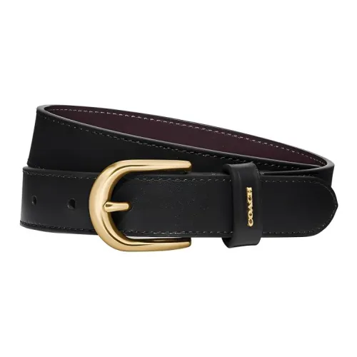 COACH Cow Leather Leather Belts Women's Black Width  2.5cm