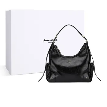 PIERRE CARDIN Synthetic Leather Shoulder Bag, Handbag Women's Black/Brown/Bitter Coffee