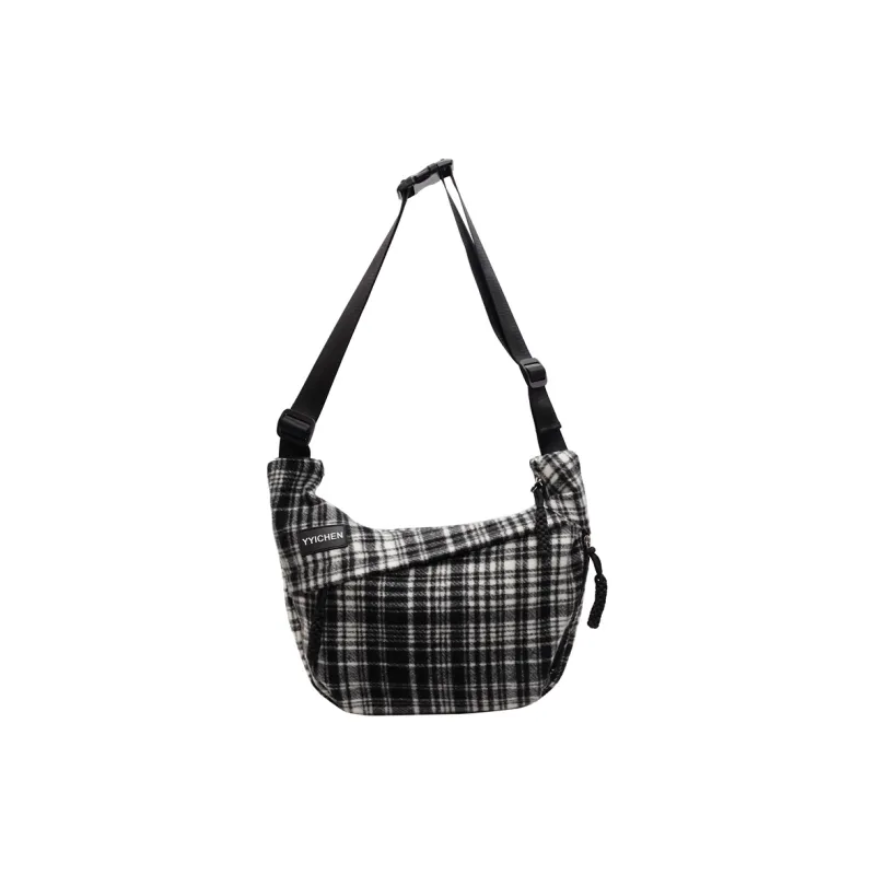 Yalu Woolen Crossbody Bag Regular Women's Black/Dark Coffee/Light Coffee/Red-0