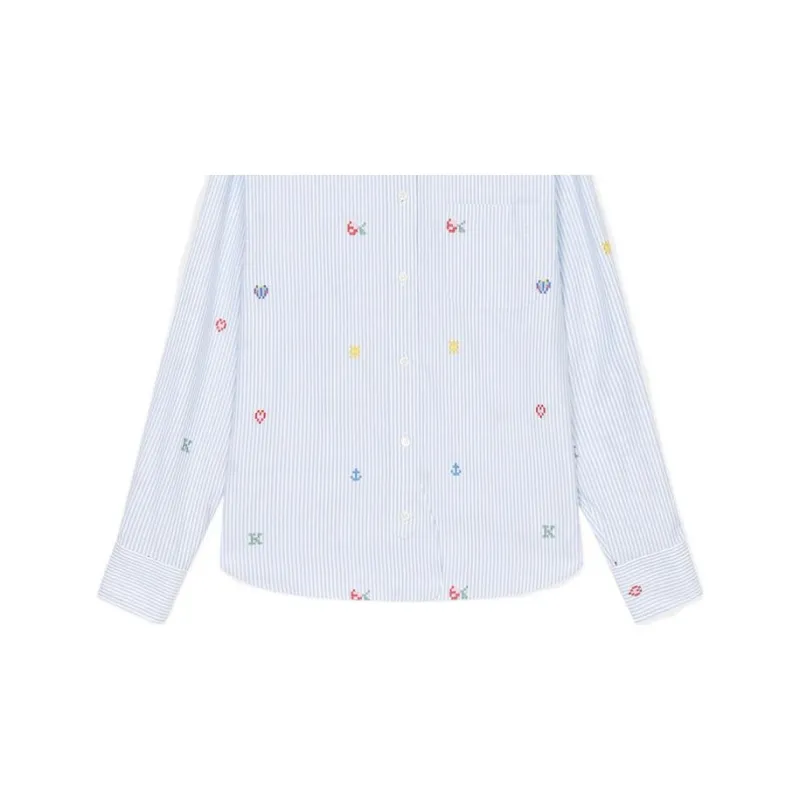 KENZO Fruit Stickers print Striped Shirt-5