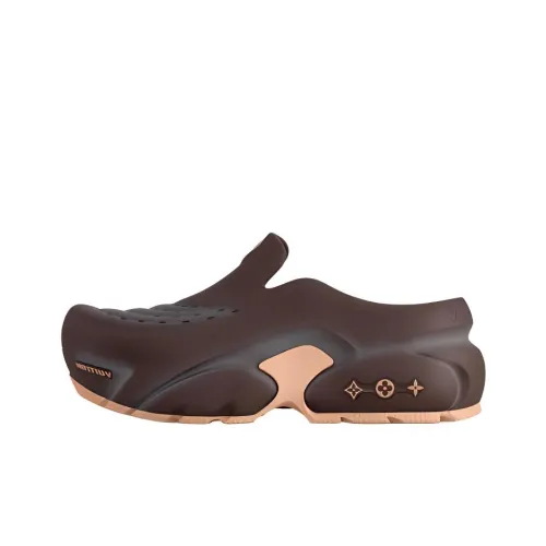 LOUIS VUITTON Shark Rubber Sole Wrap-toe Slippers Men's Brown