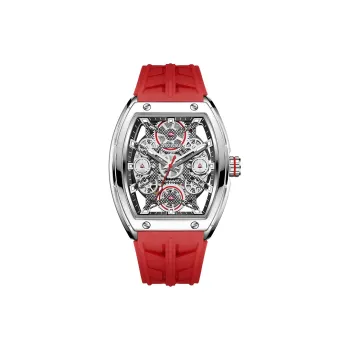 Zero Scale Pioneer Collection Mechanical Movement Silicone Strap Watch Men's Watches Silver Dial