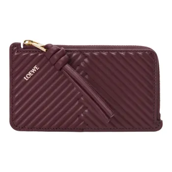 LOEWE Shiny Nappa Calfskin Card Holder Women's Dark Burgundy