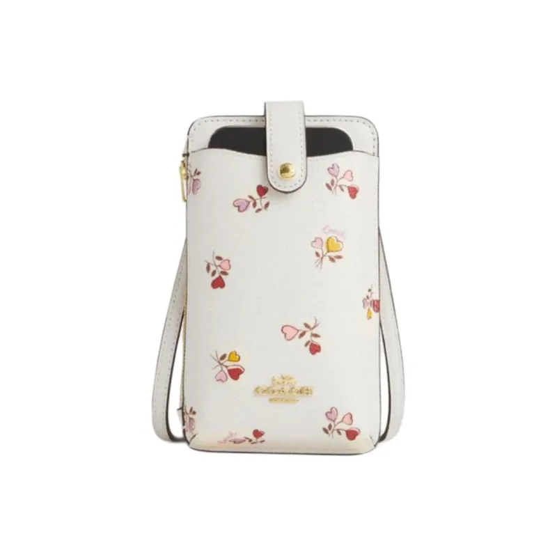COACH Coated Canvas Cell Phone Pouch Crossbody Bags Mini Women's Chalk Multicolor-0