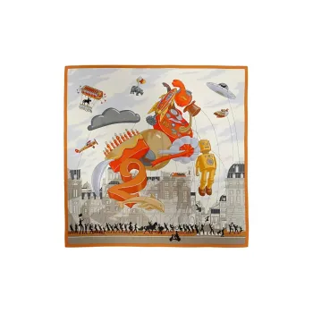 HERMES Mulberry Silk Silk Scarves Women's Mature Orange