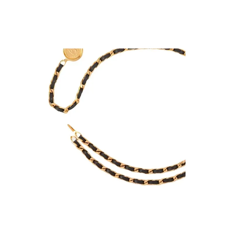 CHANEL 1994 Medallion Chain Leather Belt-2
