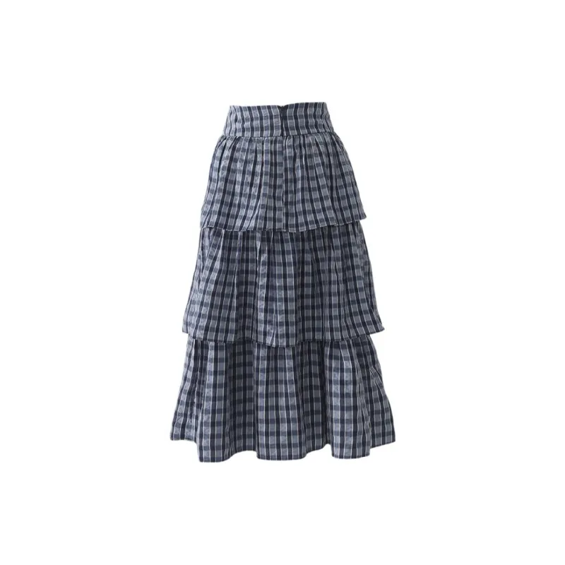 Kazakhstan Casual Long Skirts Women's Blue-1