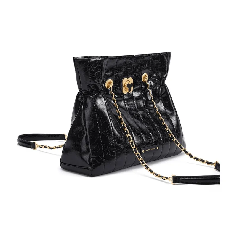 CNOLES Synthetic Leather Casual Workplace Date Commute Crossbody Bag, Shoulder Bag Tote Regular Women's Glaze Black-3