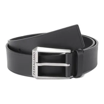 FERRAGAMO Cow Leather Leather Belts Men's Black 3.8cm