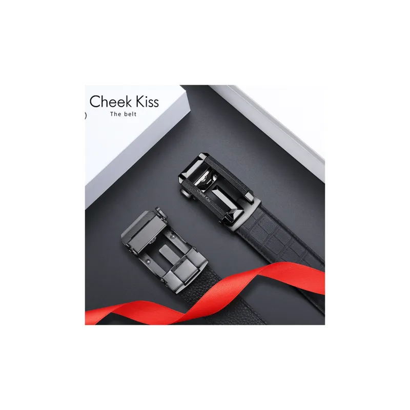 Cheekkiss Top Grain Cow Leather Belts Men's Black 3.5cm-3