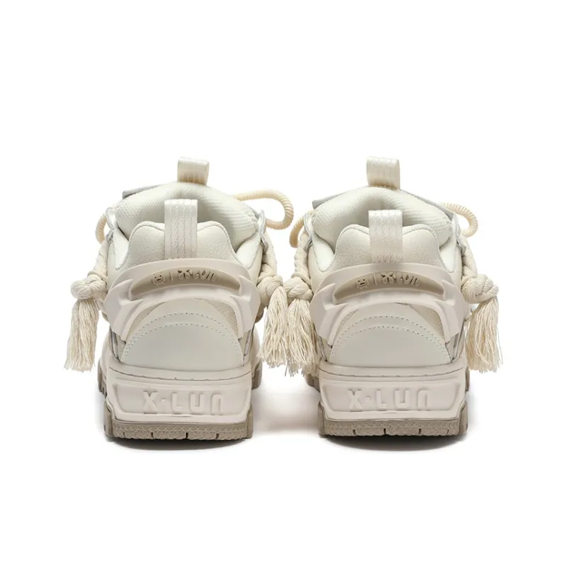 X·LUN Warm Slip Resistant Height Increasing Low Top Skateboard Shoes Unisex Beige-4