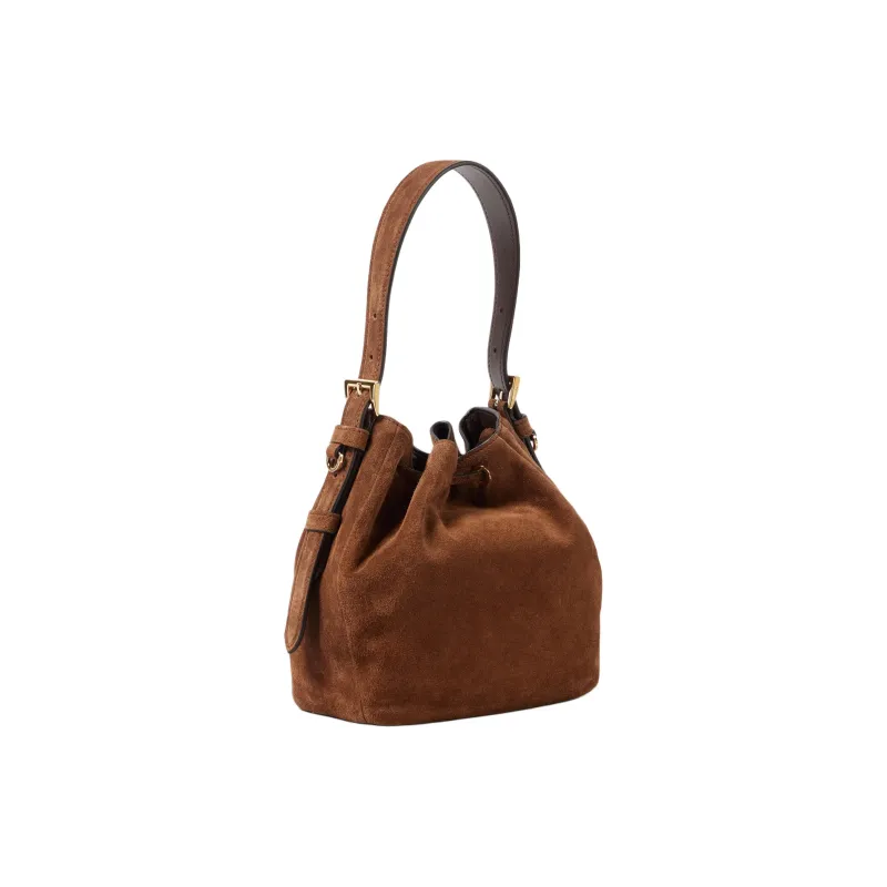 PRADA Leather Bucket Bag, Shoulder Bag Trumpets Women's Brown-1