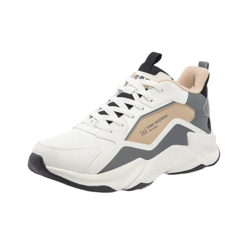 361° Cushioning Warm Height Increasing Low-Top Casual Shoes Men's White Gray-1