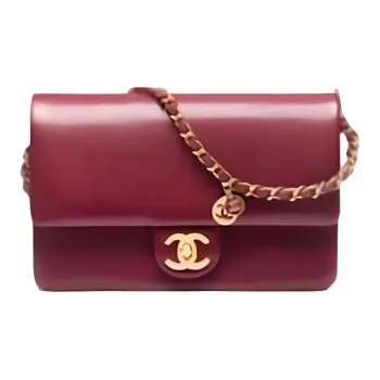 CHANEL Leather Shoulder Bag Crossbody Bag Small Size Women's Red