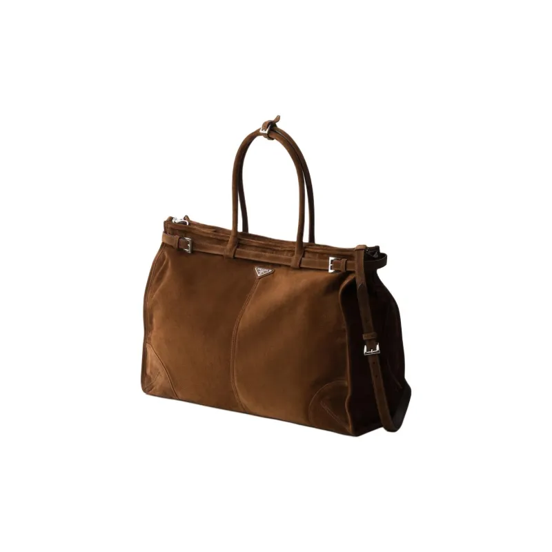 PRADA Leather Tote Bag, Shopping Bag, Handbag Women's Brown-1