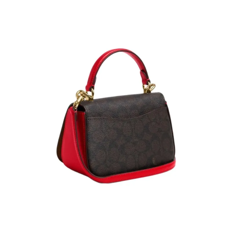 COACH Coated Canvas Crossbody Handbag Trumpets Women's Black & Red-1