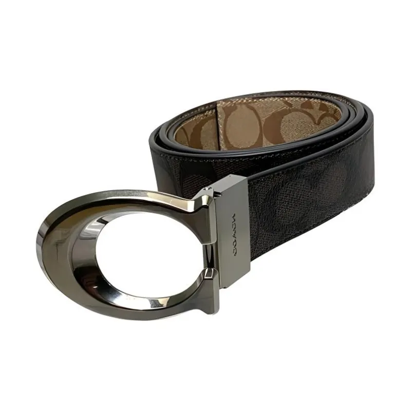 COACH Polyvinyl Chloride Leather Belts Men's Brown 3.8cm-1