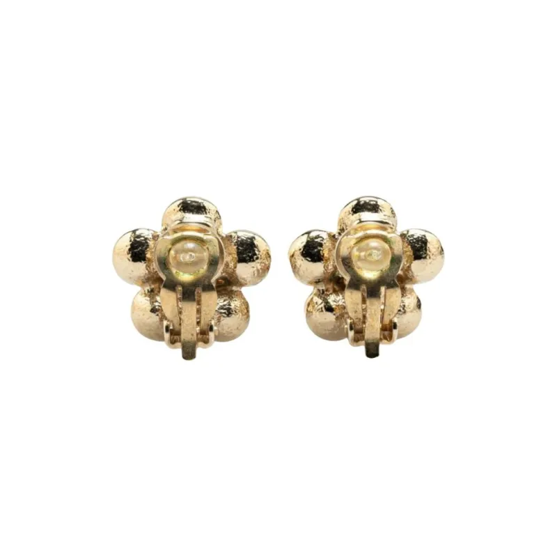 CHANEL 2006 Cc Logo Floral Clip on Earrings-1