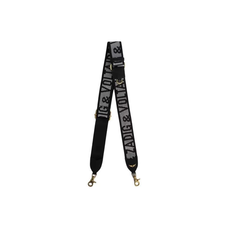 Zadig & Voltaire Nylon Bag Strap Women's Black Silver-1
