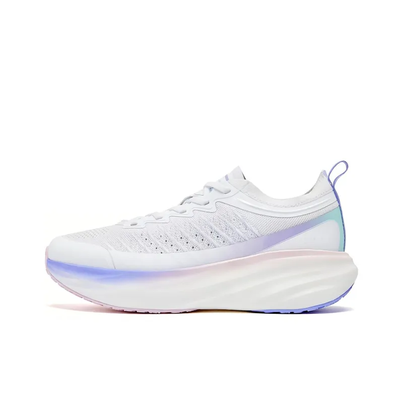 QIAODAN Yikes Shock Absorbers Low Top Running Shoes Women's White Pink Purple-0