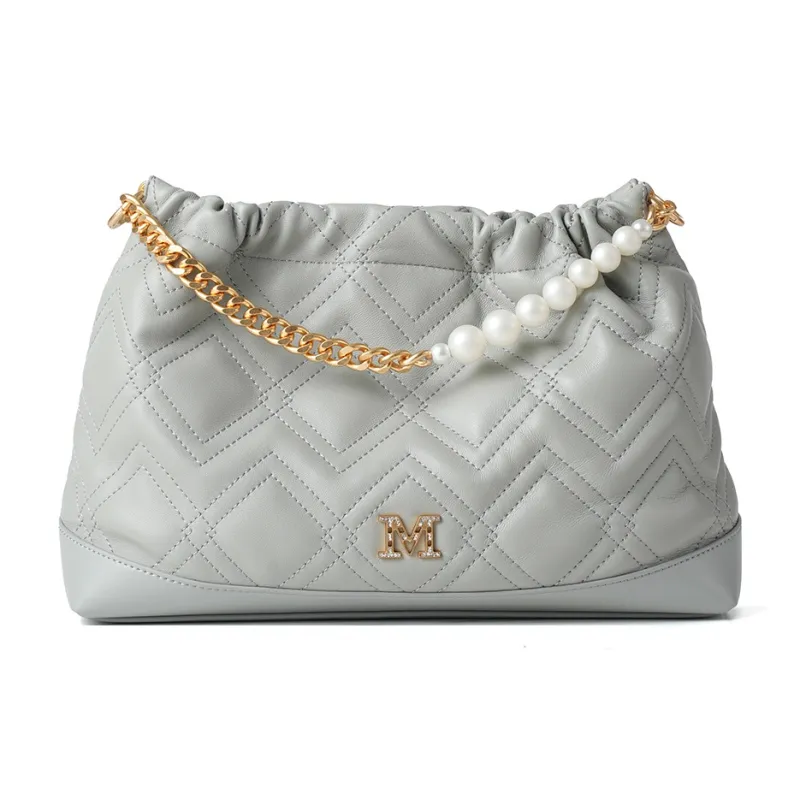 Montagut Sheepskin Handbag Regular Women's Black/Stone Gray/Acorn/Coconut Milk White-5