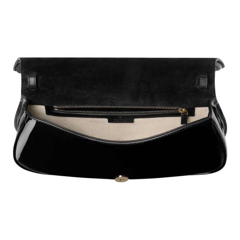 GUCCI Blondie Patent Leather Crossbody Bag, Shoulder Bag Trumpets Women's Black-4