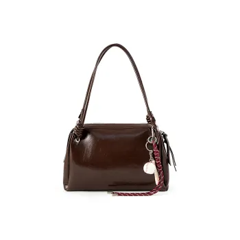 Vigno Synthetic Leather Shoulder Bag Regular Women's Coffee/Coconut Shell Brown/Black/Red