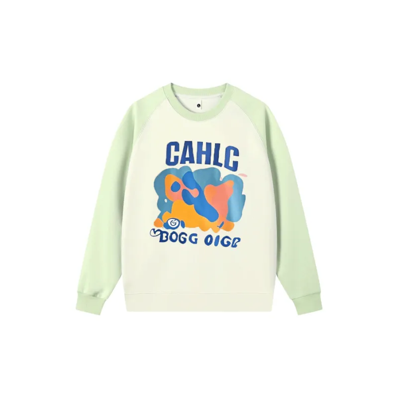 CHANGE SHE Sweatshirt Unisex Beige Apricot & Verdant Green-2