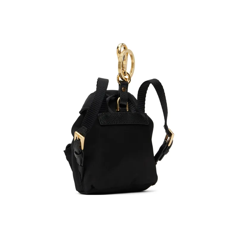 PRADA Recycled Nylon Enamel Metal Keychains Women's Black-2
