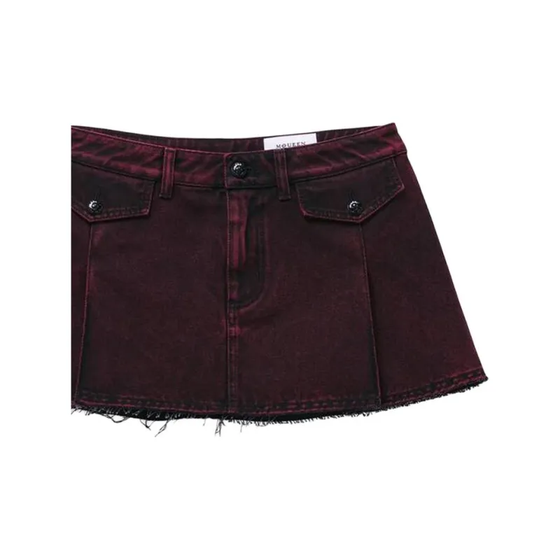 Alexander McQueen Denim Short Skirts Women's Bordeaux-4