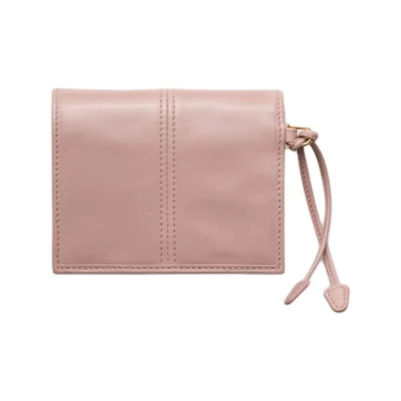 PRADA Leather Wallet Small Size Women's Rose Red-2