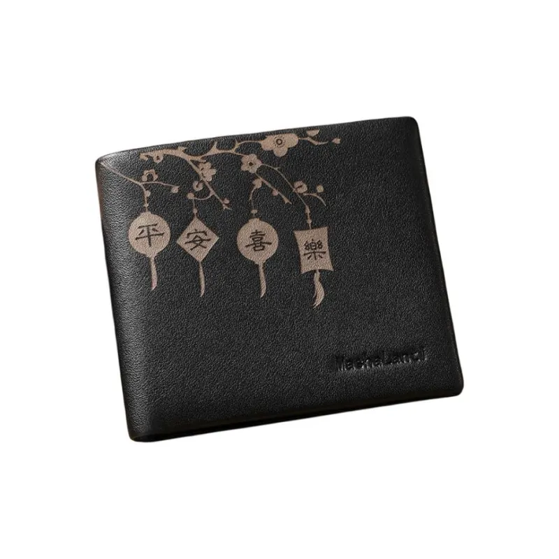 MashaLanti Cow Leather Patchwork Synthetic Leather Wallet Regular Men's Black-1