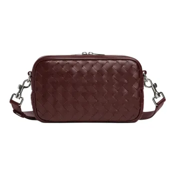 Bottega Veneta Calfskin Camera Bags Shoulder Bags Small Size Men's Hibiscus Brown