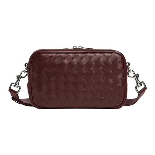 Bottega Veneta Calfskin Camera Bags Shoulder Bags Small Size Men's Hibiscus Brown