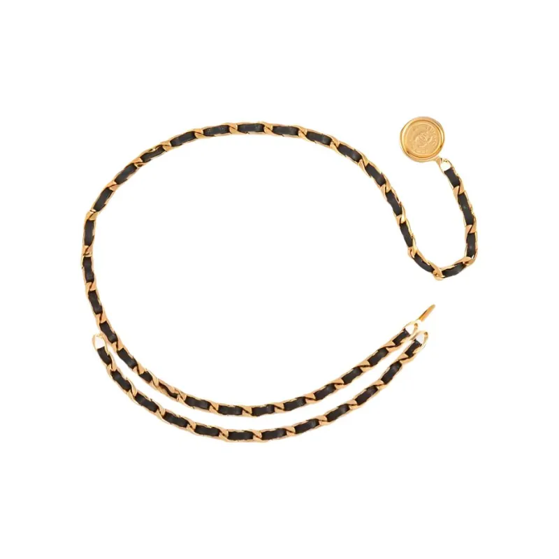 CHANEL 1994 Medallion Chain Leather Belt-1