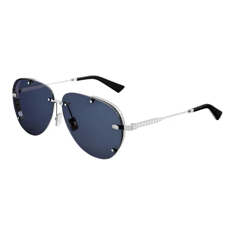 DIOR Metal Rubber Aviator Sunglasses Unisex Silver-0