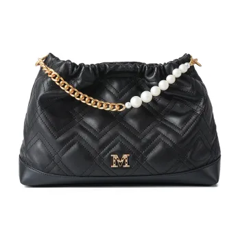 Montagut Sheepskin Handbag Regular Women's Black/Stone Gray/Acorn/Coconut Milk White