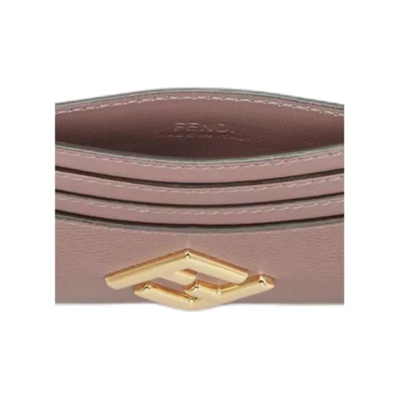 FENDI FF Diamonds Series Calfskin Card Holder Women's Pink-3
